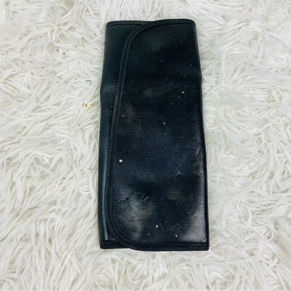 UNBRANDED faux leather black make up brush multi pocket organizer holder